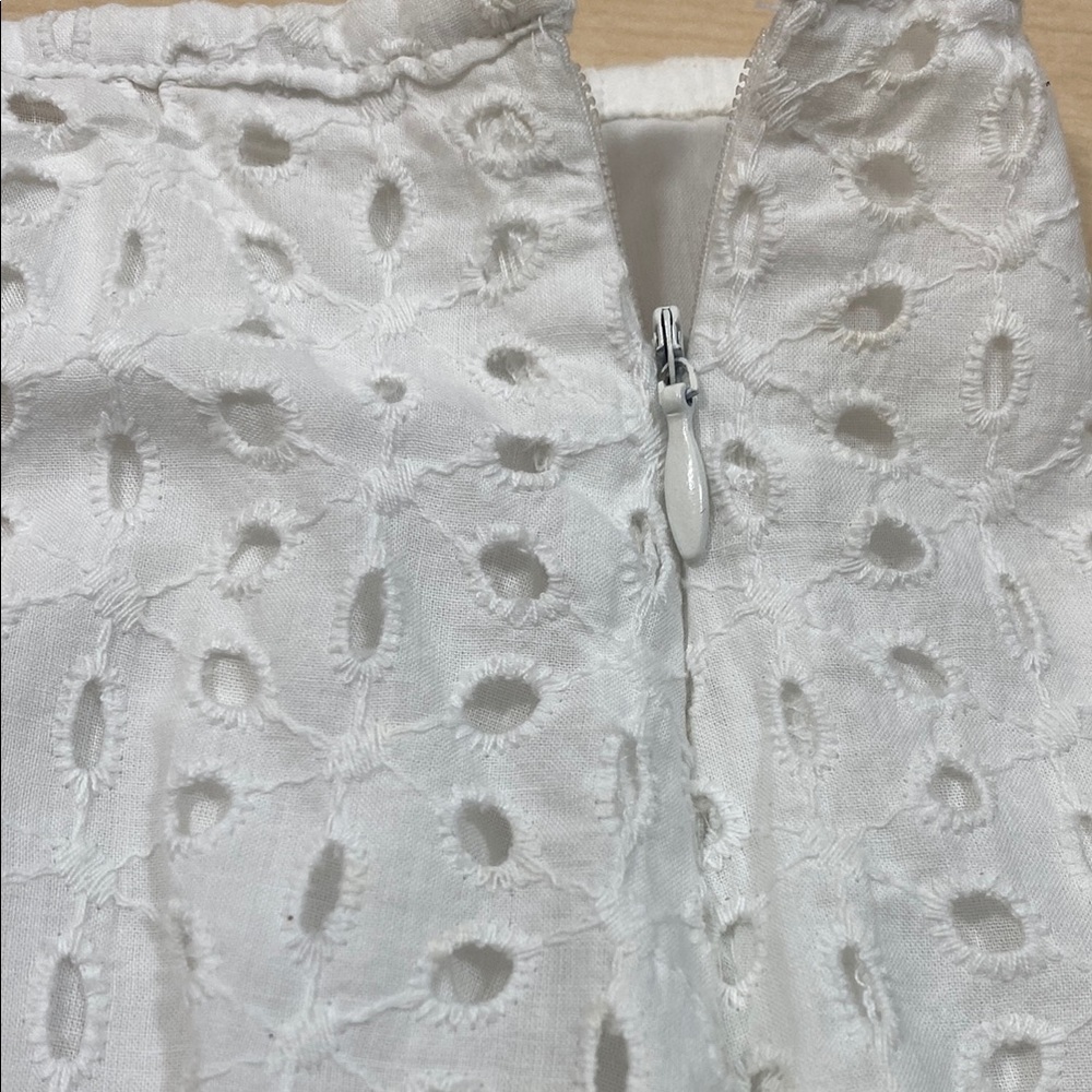 100% Cotton White Eyelet Lace A-Line Midi Skirt - Picture 7 of 7